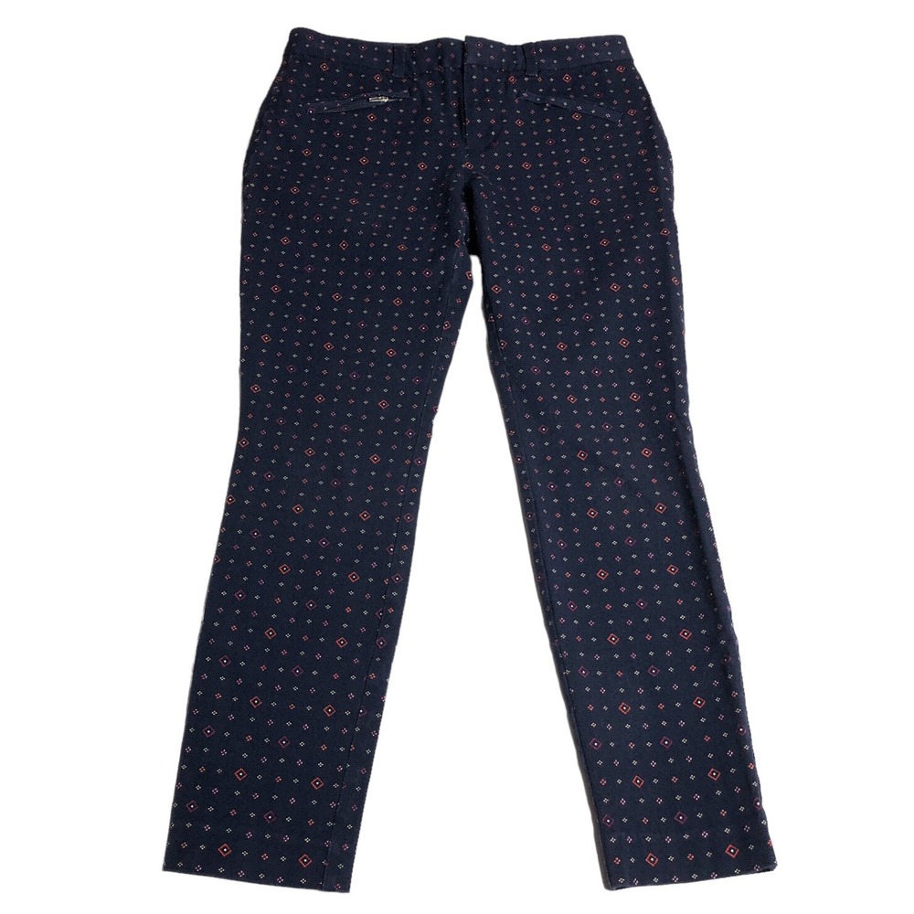 GAP Pants Womens 4 R Navy Blue Geometric Skinny Ankle Zip Pockets Tapered Preppy